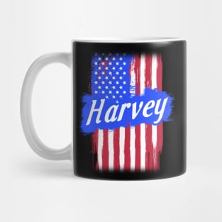 American Flag Harvey Family Gift For Men Women, Surname Last Name Mug